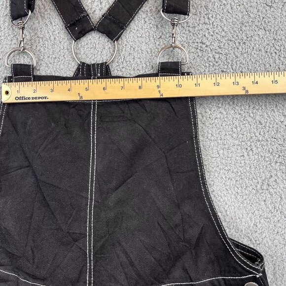 New HT Denim Shortalls Black Denim Bib Overalls SZ XL - Picture 5 of 12